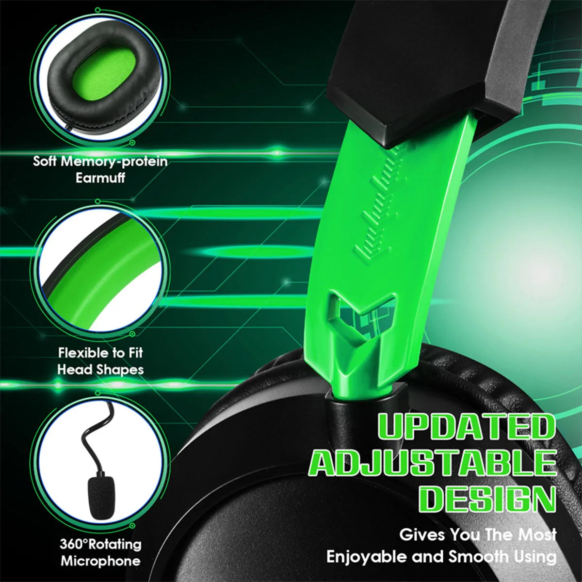 G3100 3.5mm Wired Gaming Headset Over Ear Game Headphones with Omni-directional Microphone for PS5 PS4 Laptop Tablet