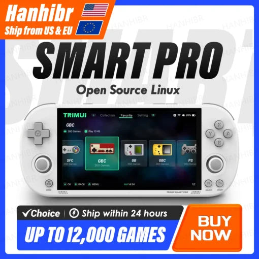 Trimui Smart Pro Handheld Game Console 4.96” IPS Screen Linux System Joystick RGB Lighting Trimui Retro Video Game Console Gift