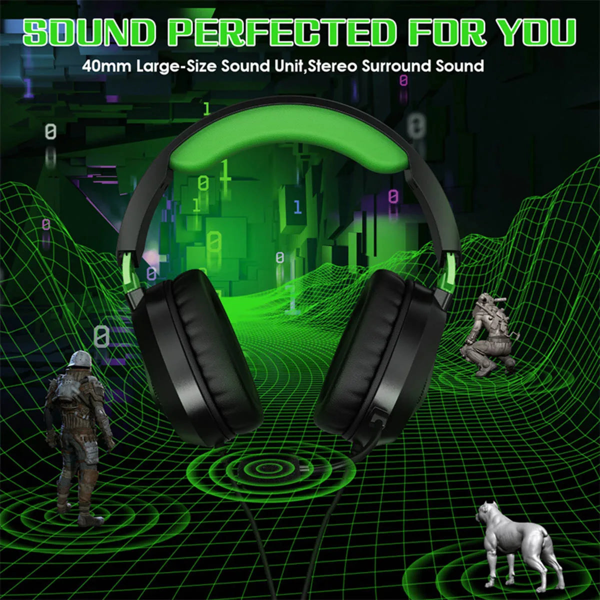 G3100 3.5mm Wired Gaming Headset Over Ear Game Headphones with Omni-directional Microphone for PS5 PS4 Laptop Tablet